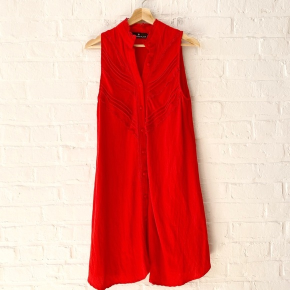 Tuckernuck || Pomander Place Dutton A-Lind Mini Shirt Dress Poppy Red XS - Picture 2 of 9